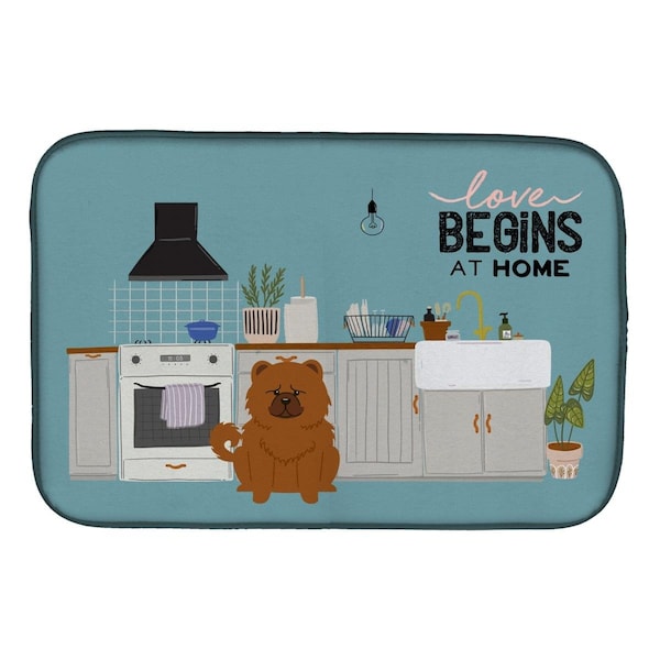 Carolines Treasures 14 x 21 in. Red Chow Chow Kitchen Scene Dish Drying Mat - CK7846DDM