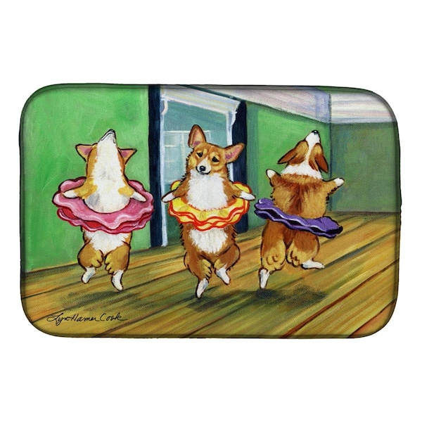 Carolines Treasures Little Ballerina Corgi Dish Drying Mat - 7276DDM