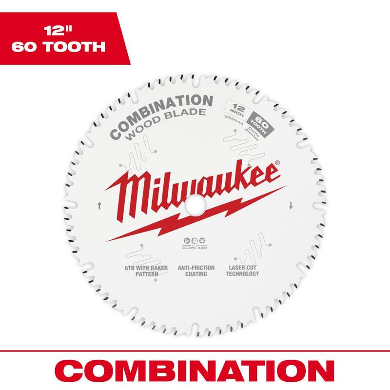 Milwaukee 12 pulgadas x Hoja de sierra circular combinada de 60 dientes - 48-40-1222