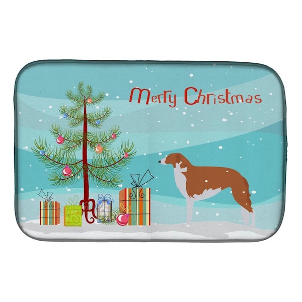 Carolines Treasures Borzoi Russian Greyhound Merry Christmas Tree Dish Drying Mat - BB2917DDM