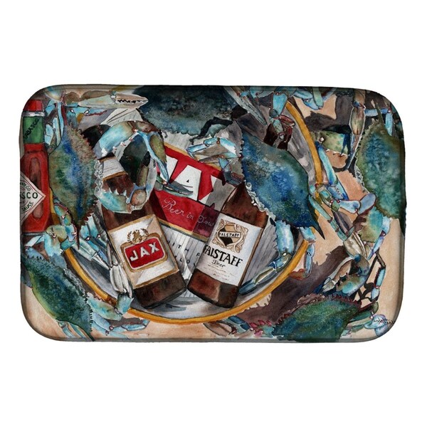 Carolines Treasures New Orleans Beers & Crabs Dish Drying Mat - 8919DDM