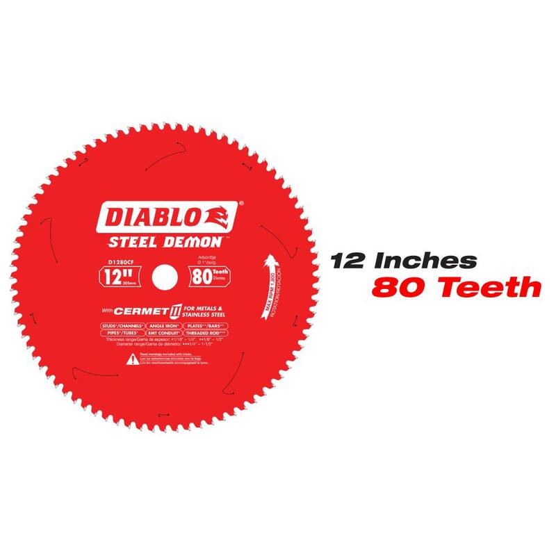 DIABLO 12 pulgadas x 60 dientes y 12 pulgadas x 80 dientes Steel Demon Cermet II Metales y Acero Inoxidable Hojas de sierra circular (2 hojas) - D12601280CF2GS