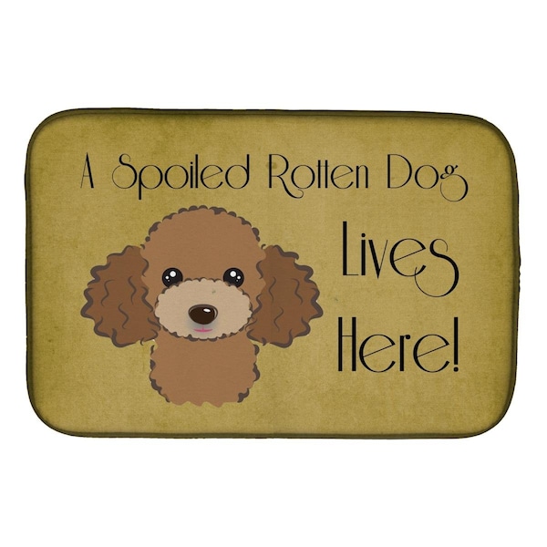Carolines Treasures Chocolate Brown Poodle Spoiled Dog Lives Here Dish Drying Mat - BB1504DDM