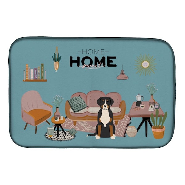 Carolines Treasures 14 x 21 in. Greater Swiss Mountain Dog Sweet Home Dish Drying Mat - CK7882DDM