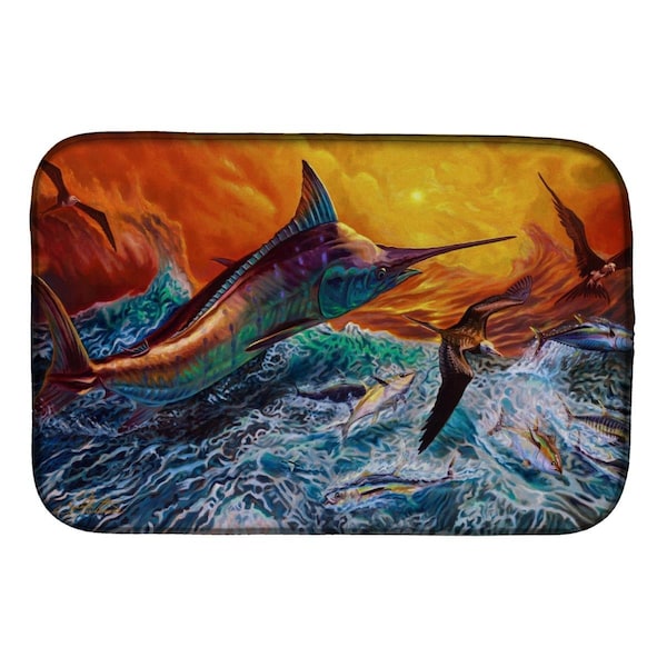 Carolines Treasures Reflective Chaos Blue Marlin Dish Drying Mat - JMA2012DDM