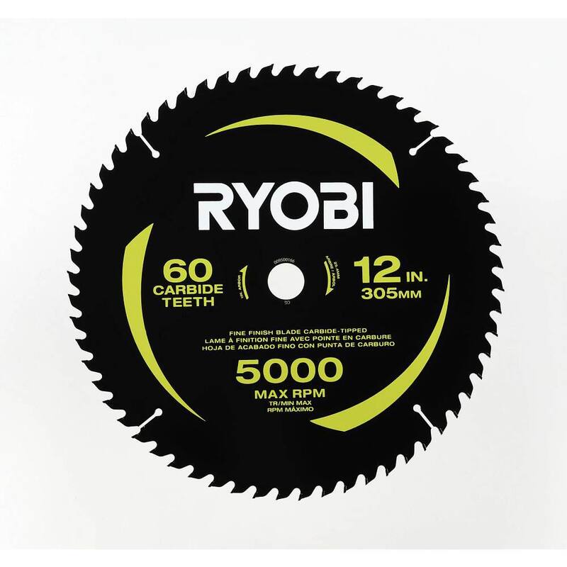 RYOBI 12 pulgadas, 60 dientes de carburo, hoja de sierra ingleteadora de corte delgado - A181202