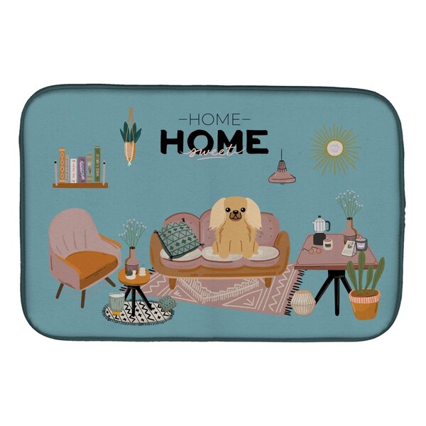 Carolines Treasures 14 x 21 in. Fawn Sable Pekingese Sweet Home Dish Drying Mat - CK7949DDM