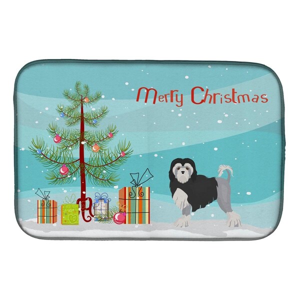 Carolines Treasures Lwchen or Little Lion Dog Christmas Tree Dish Drying Mat - CK3470DDM