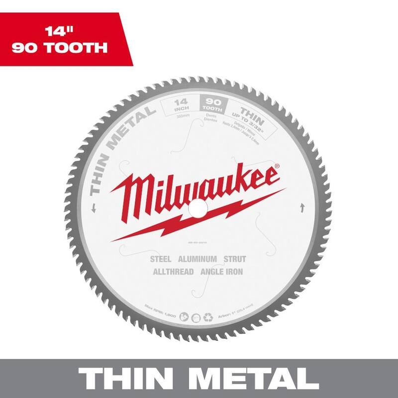 Milwaukee 14 pulgadas x 90 dientes de carburo Hoja de sierra circular delgada para corte de metal - 48-40-4510