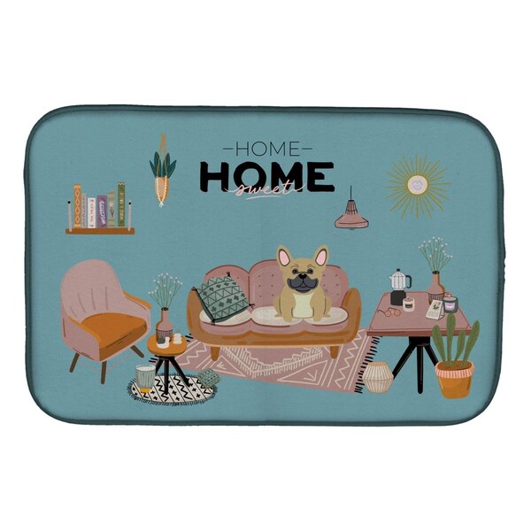 Carolines Treasures 14 x 21 in. Cream French Bulldog Sweet Home Dish Drying Mat - CK7855DDM