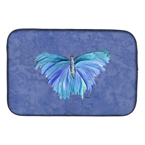 Carolines Treasures Butterfly on Slate Blue Dish Drying Mat - 8855DDM
