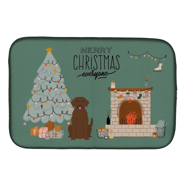 Carolines Treasures 14 x 21 in. Chocolate Labrador Christmas Everyone Dish Drying Mat - CK7619DDM