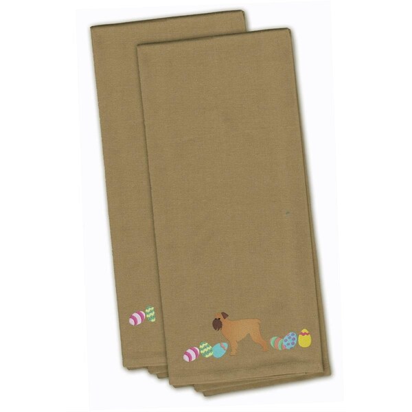 Carolines Treasures Brussels Griffon Easter Tan Embroidered Kitchen Towel - CK1617TNTWE