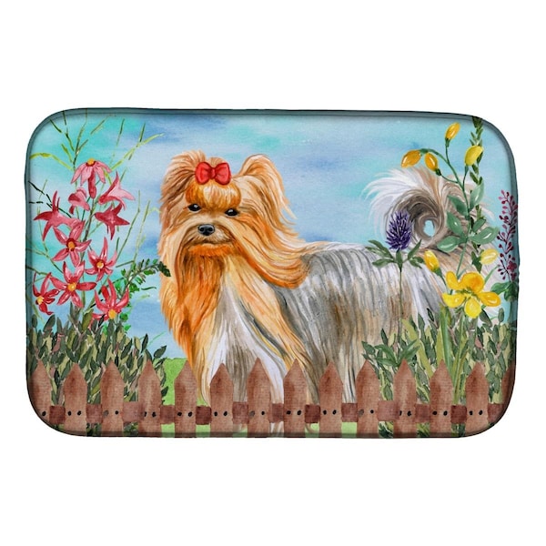 Carolines Treasures Yorkshire Terrier Spring Dish Drying Mat - CK1247DDM