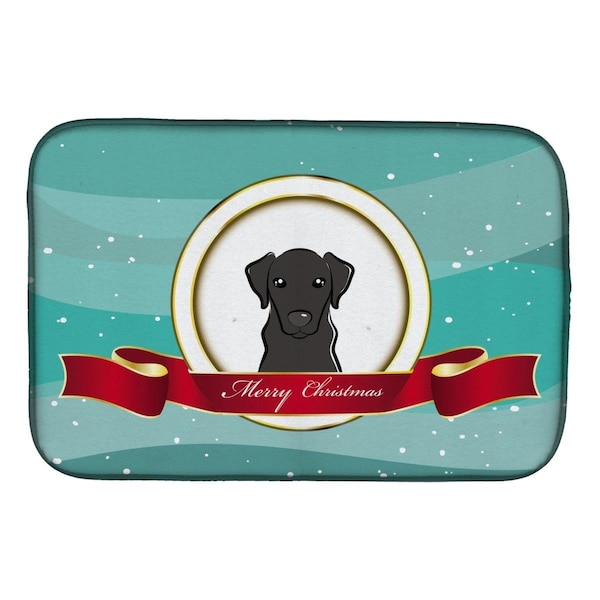 Carolines Treasures Black Labrador Merry Christmas Dish Drying Mat - BB1545DDM