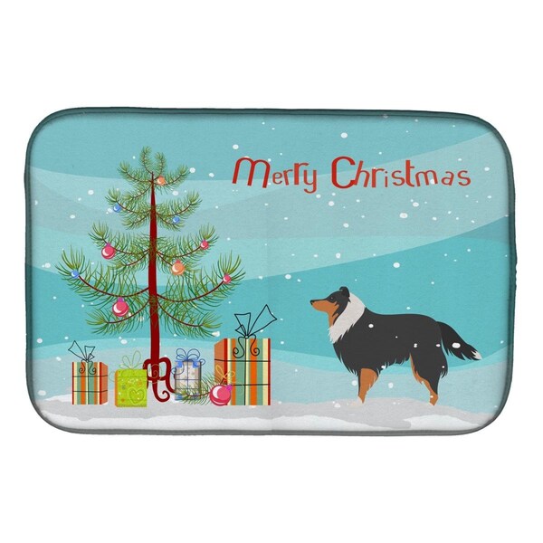Carolines Treasures Sheltie & Shetland Sheepdog Merry Christmas Tree Dish Drying Mat - BB2948DDM