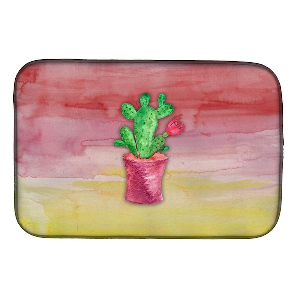 Carolines Treasures Flowering Cactus Watercolor Dish Drying Mat - BB7361DDM