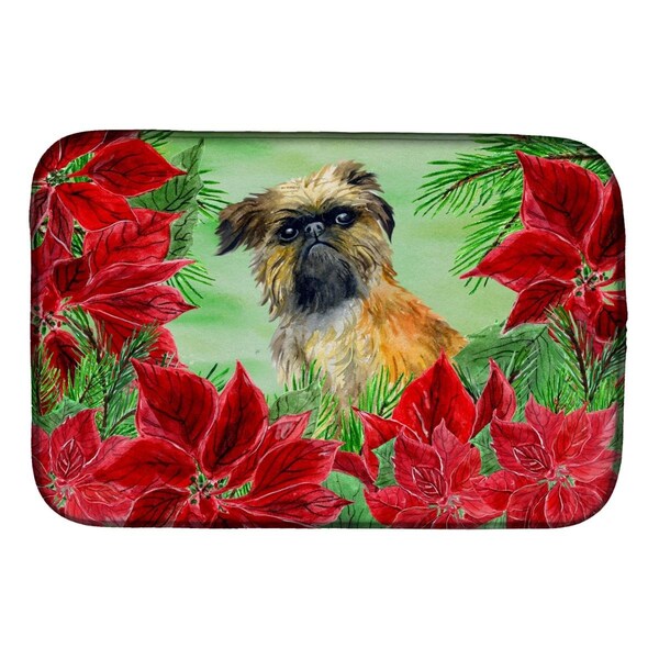 Carolines Treasures Brussels Griffon Poinsettas Dish Drying Mat - CK1335DDM