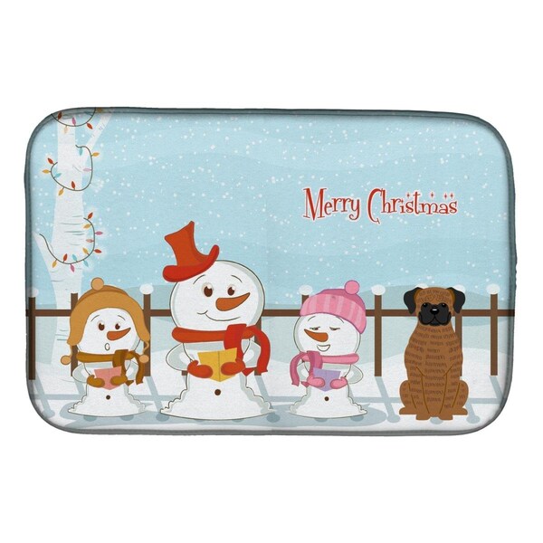 Carolines Treasures Merry Christmas Carolers Brindle Boxer Dish Drying Mat - BB2448DDM