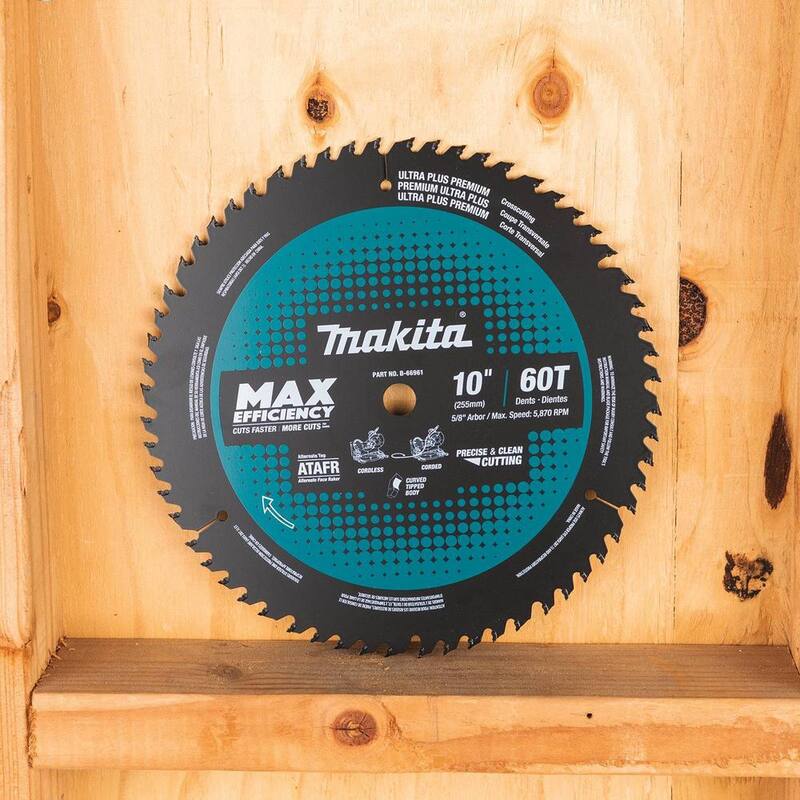 Makita 10 pulgadas 60 dientes Carburo-Tungsteno Hoja para sierra ingletadora de máxima eficiencia - B-66961