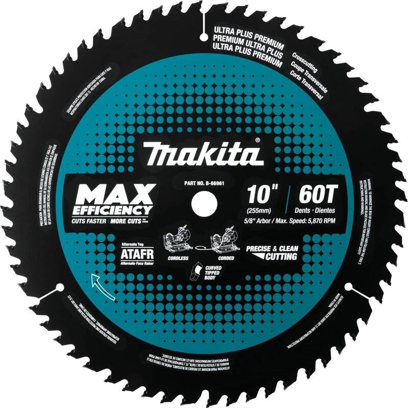 Makita 10 pulgadas 60 dientes Carburo-Tungsteno Hoja para sierra ingletadora de máxima eficiencia - B-66961
