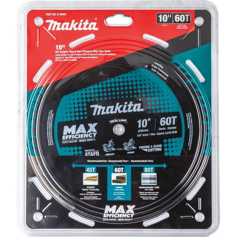 Makita 10 pulgadas 60 dientes Carburo-Tungsteno Hoja para sierra ingletadora de máxima eficiencia - B-66961