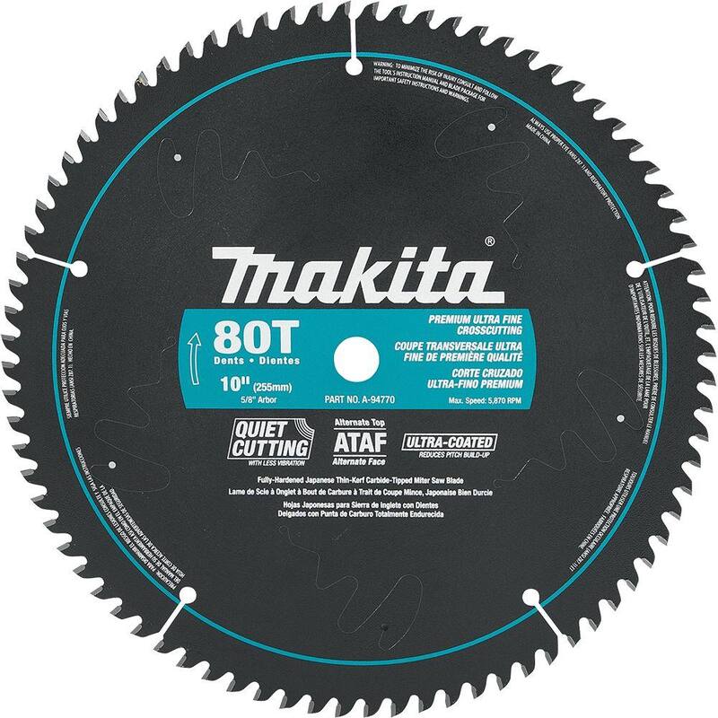 Makita 10 pulg. x 5/8 pulg. Hoja para sierra ingleteada recubierta ultra de 80 dientes - A-94770