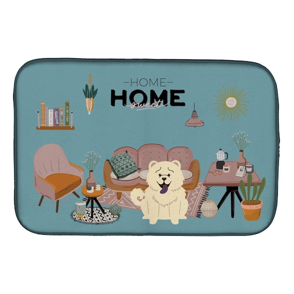 Carolines Treasures 14 x 21 in. White Chow Chow Sweet Home Dish Drying Mat - CK7985DDM