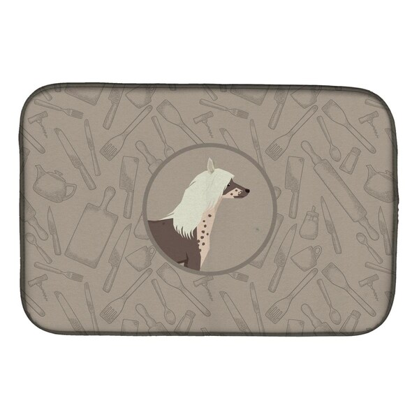Carolines Treasures Chinese Crested in the Kitchen Dish Drying Mat - CK2178DDM