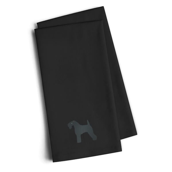Carolines Treasures Kerry Blue Terrier Black Embroidered Kitchen Towel, Set of 2 - BB3392BKTWE