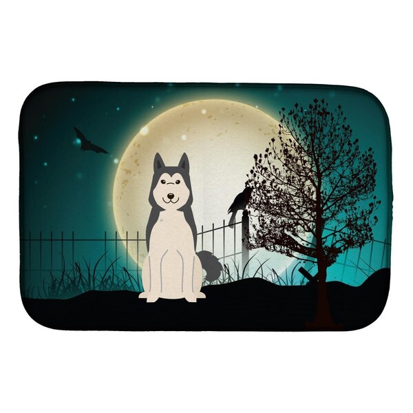 Carolines Treasures Halloween Scary West Siberian Laika Spitz Dish Drying Mat - BB2215DDM