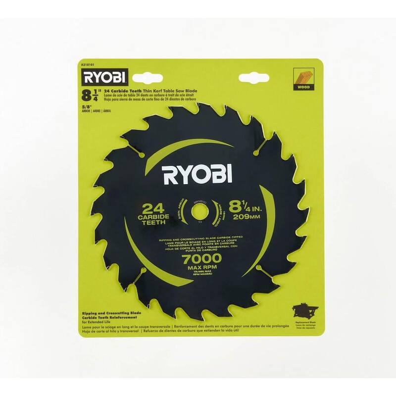 RYOBI 8-1/4 pulgadas 24 dientes de carburo de tungsteno Hoja para sierra de mesa Thin Kerf - A318101
