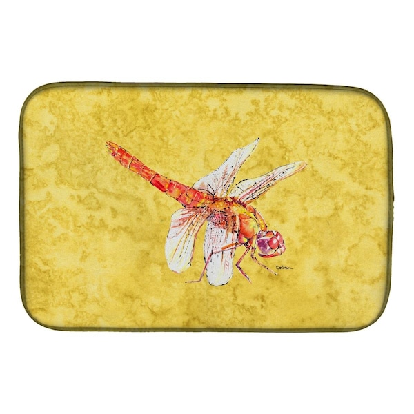 Carolines Treasures Dragonfly on Yellow Dish Drying Mat - 8866DDM