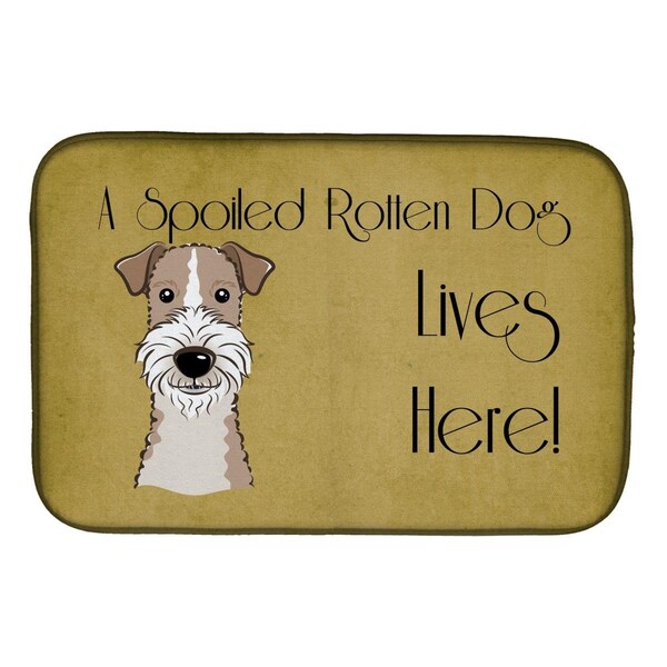 Carolines Treasures Wire Haired Fox Terrier Spoiled Dog Lives Here Dish Drying Mat - BB1495DDM