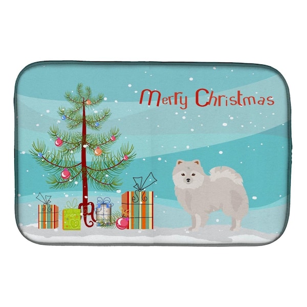 Carolines Treasures Japanese Spitz Christmas Tree Dish Drying Mat - CK3463DDM