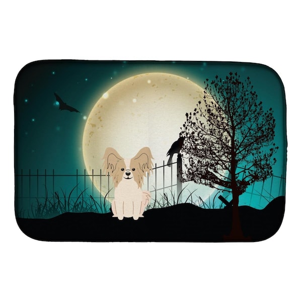 Carolines Treasures Halloween Scary Papillon Sable White Dish Drying Mat - BB2267DDM