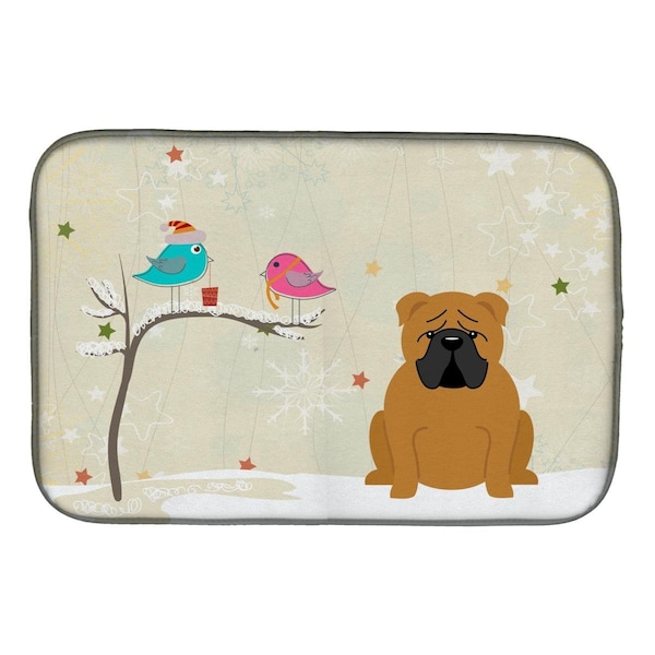 Carolines Treasures Christmas Presents Between Friends English Bulldog Red Dish Drying Mat - BB2594DDM