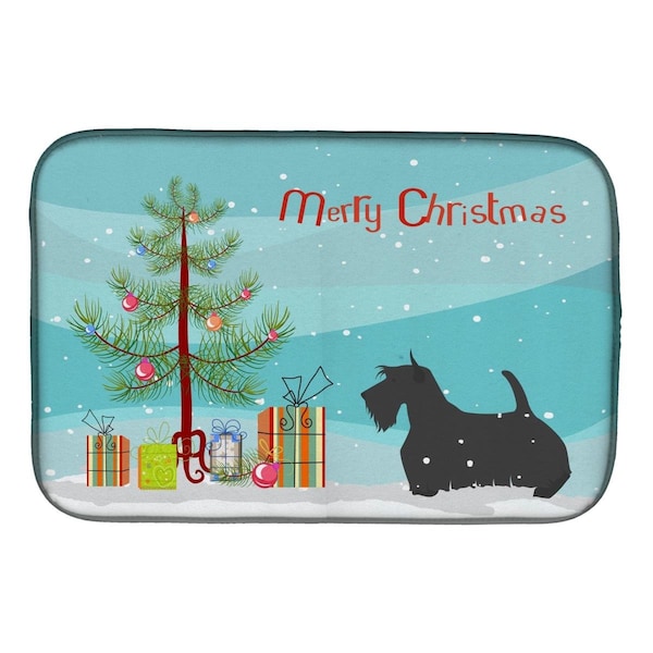 Carolines Treasures Scottish Terrier Merry Christmas Tree Dish Drying Mat - BB2987DDM