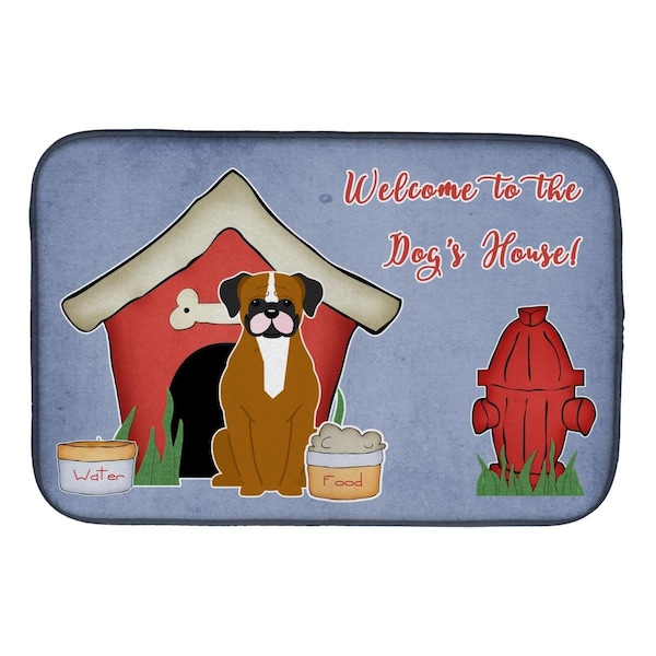 Carolines Treasures Dog House Collection Flashy Fawn Boxer Dish Drying Mat - BB2870DDM
