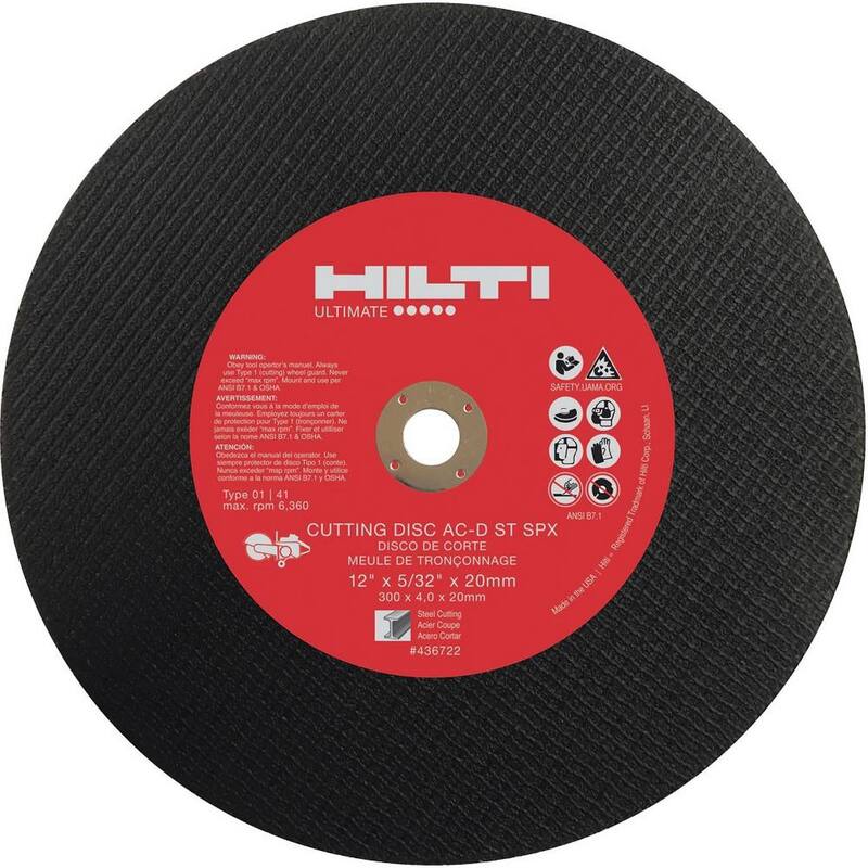 Hilti 12 pulgadas x 5/32 pulgadas x 0.787 pulgadas SPX Disco de sierra de gas para corte de acero abrasivo (paquete de 10) - 436722