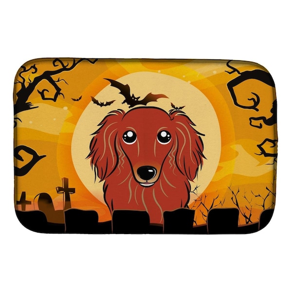 Carolines Treasures Halloween Longhair Red Dachshund Dish Drying Mat - BB1772DDM