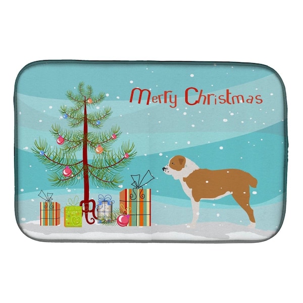 Carolines Treasures Central Asian Shepherd Dog Merry Christmas Tree Dish Drying Mat - BB2946DDM