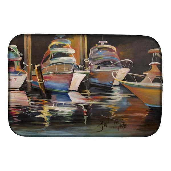 Carolines Treasures Sea Chase Deep Sea Fishing Boats Dish Drying Mat - JMK1076DDM