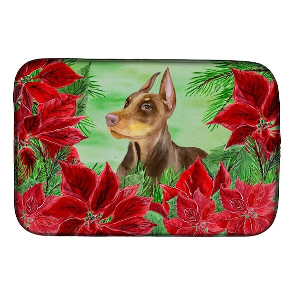 Carolines Treasures Doberman Pinscher Poinsettas Dish Drying Mat - CK1357DDM