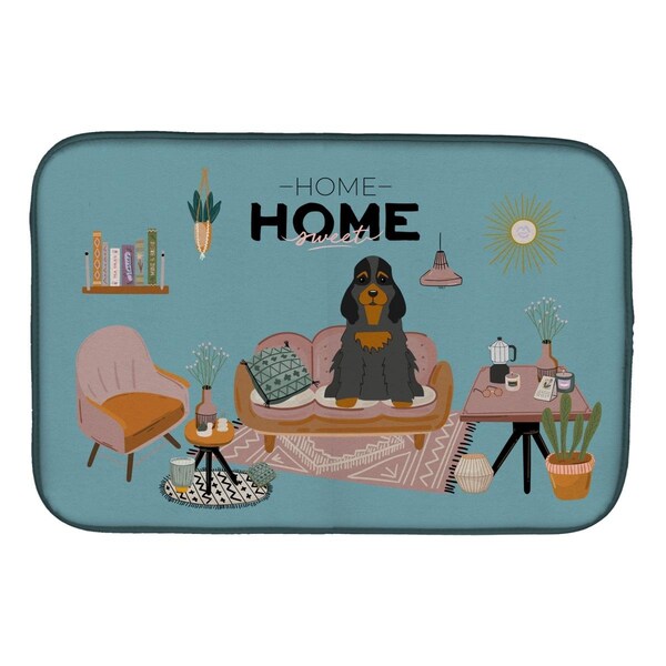 Carolines Treasures 14 x 21 in. Black Tan Cocker Spaniel Sweet Home Dish Drying Mat - CK7938DDM