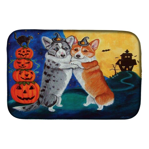 Carolines Treasures Corgi Halloween Scare Dish Drying Mat - 7413DDM