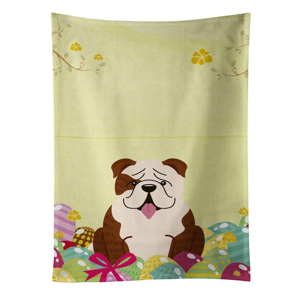 Carolines Treasures Easter Eggs English Bulldog Brindle White Kitchen Towel - BB6121KTWL
