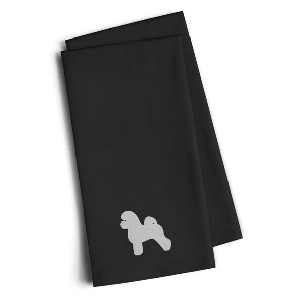 Carolines Treasures Bichon Frise Black Embroidered Kitchen Towel, Set of 2 - BB3445BKTWE