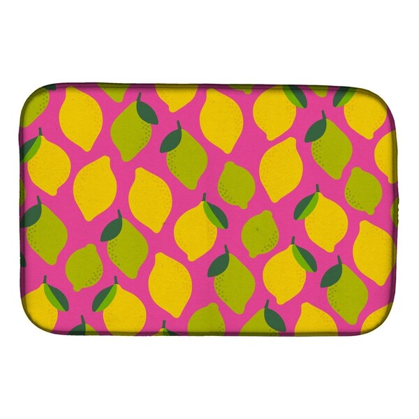 Carolines Treasures Lemons & Limes on Pink Dish Drying Mat - BB5143DDM