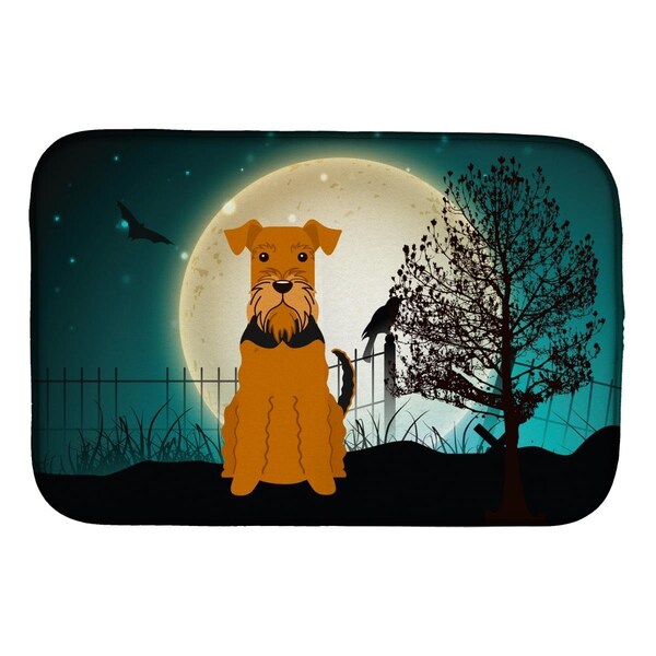 Carolines Treasures Halloween Scary Airedale Dish Drying Mat - BB2231DDM